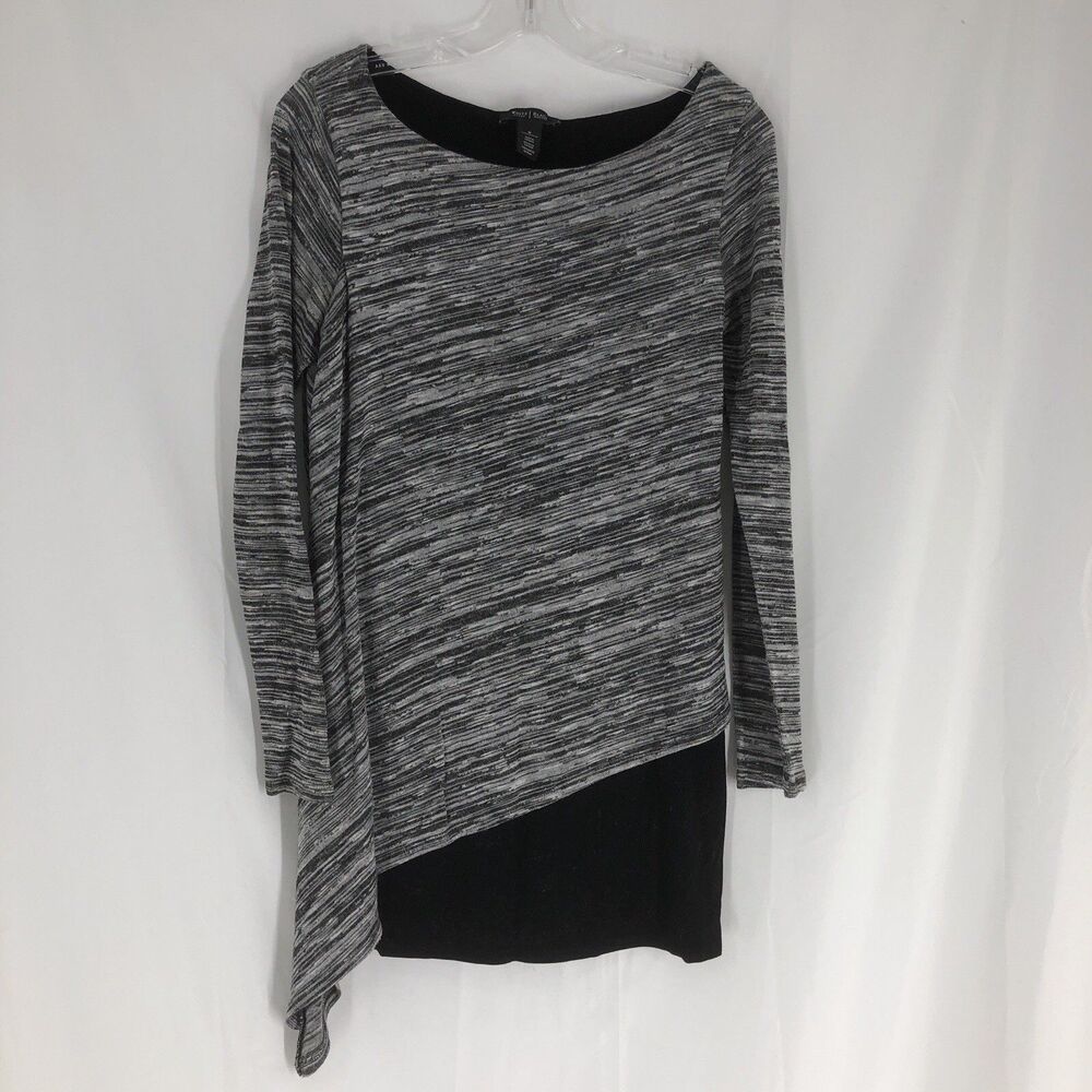White House Black Market Tunic Top Long Sleeve Color Block Medium